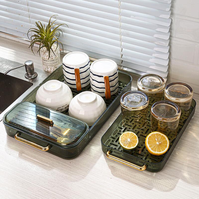 Multi-functional Double-Layer Tea Tray with Storage Box