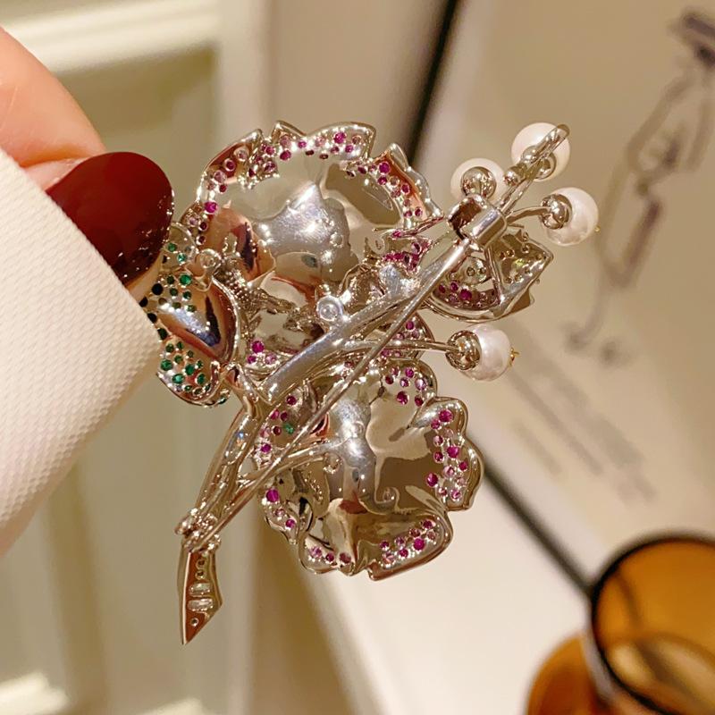 ZHENXUN Extra-large French Court Three-dimensional Rose Flower Brooch Elegance Heavy Industry Zirconium Coat Pin Gift