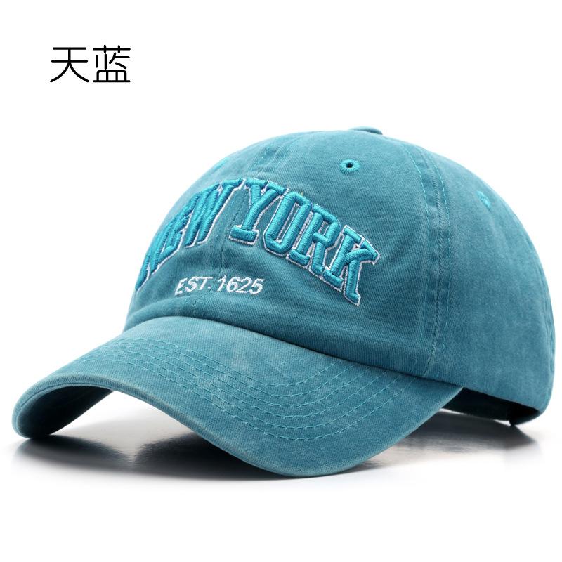 

Letter embroidery washed cap newyork personalized denim baseball cap Adjustable небо синє кольору
