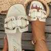 Fashion 2025 Women Metal Decor Single Band Flat Sandals Fashion Sexy Open Toe Outdoors Slides Luxurious Office Ladies Party Female Shoes