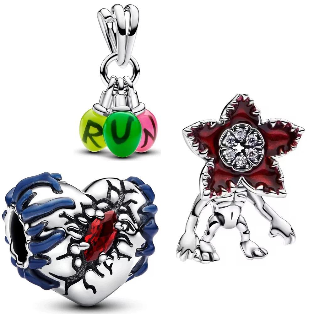 

New Red Monster Flower Charm Fit Original 925 Silver Bracelet Beaded Diyfor Women s High-end Boutique Jewelry Gift