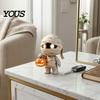 Cartoon Mummy Night Lights Halloween Holding Pumpkin Light, LED Light-up Ornaments Resin Statue, Decorative Sculpture with Luminous Eyes Home