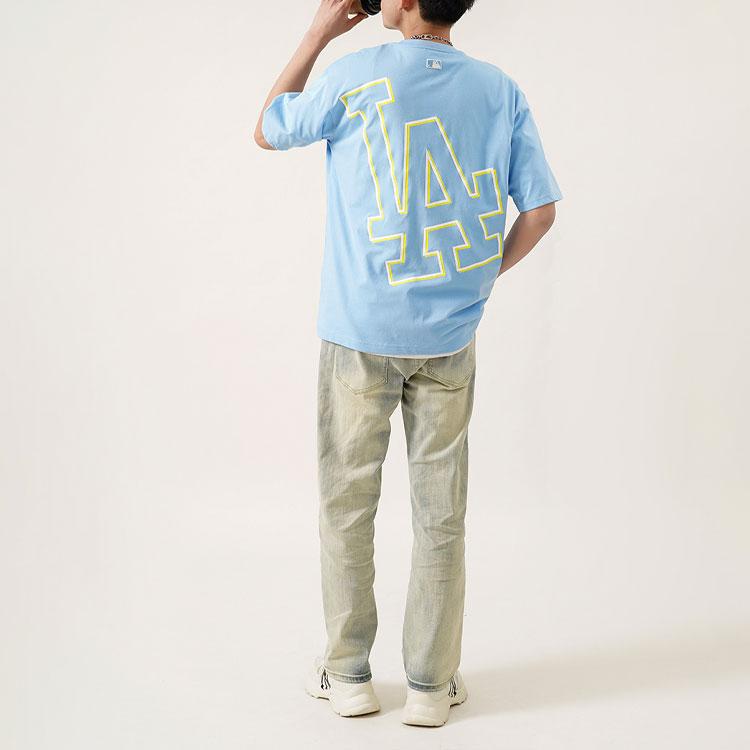 MLB Los Angeles Dodgers T Shirts Unisex Light Blue Crew Neck Moderate Straight Fit 3ATS33023-07BLL
