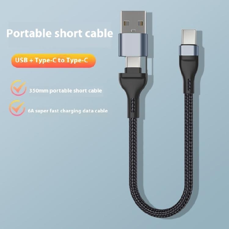 60W Short Type C To USB C+USB Cable Fast Charging Cable For Mobile Phone Power Case Wire USB Type C Cable Accessories