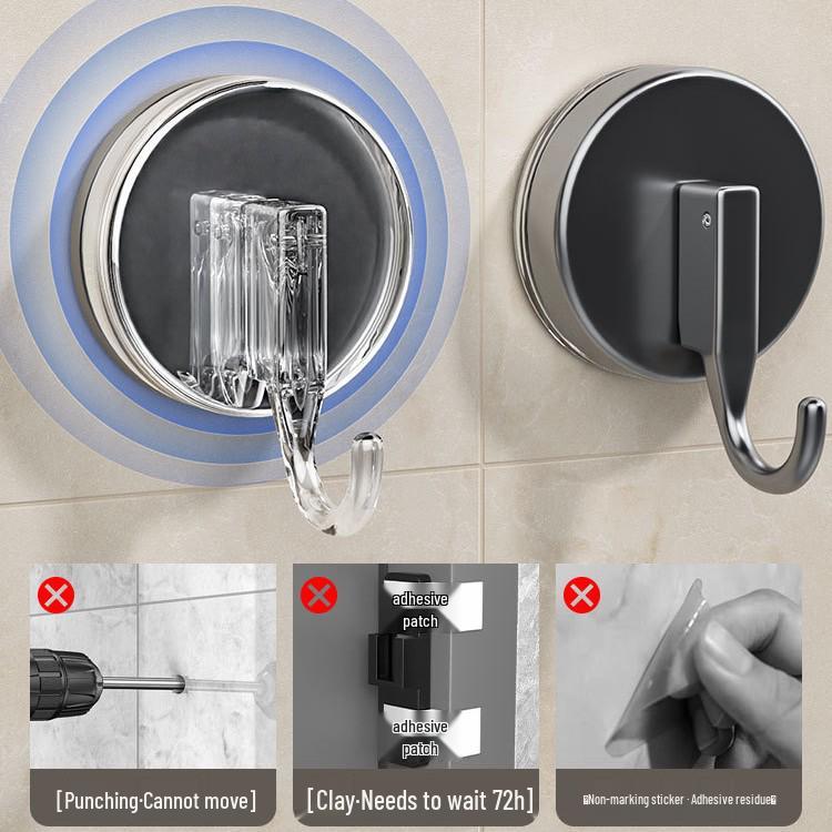 Gancio con Ventosa a Vuoto - Senza Fori, Senza Tracce, Forte Adesivo per Cucina, Bagno e Porta.
