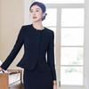 Women's New Chinese Style Dark Blue Professional Suit Set