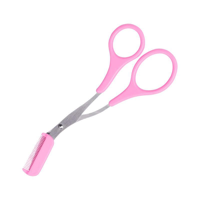 Stainless Steel Eyebrow Trimmer and Comb Set - Titanium Beauty Scissors and Makeup Tool