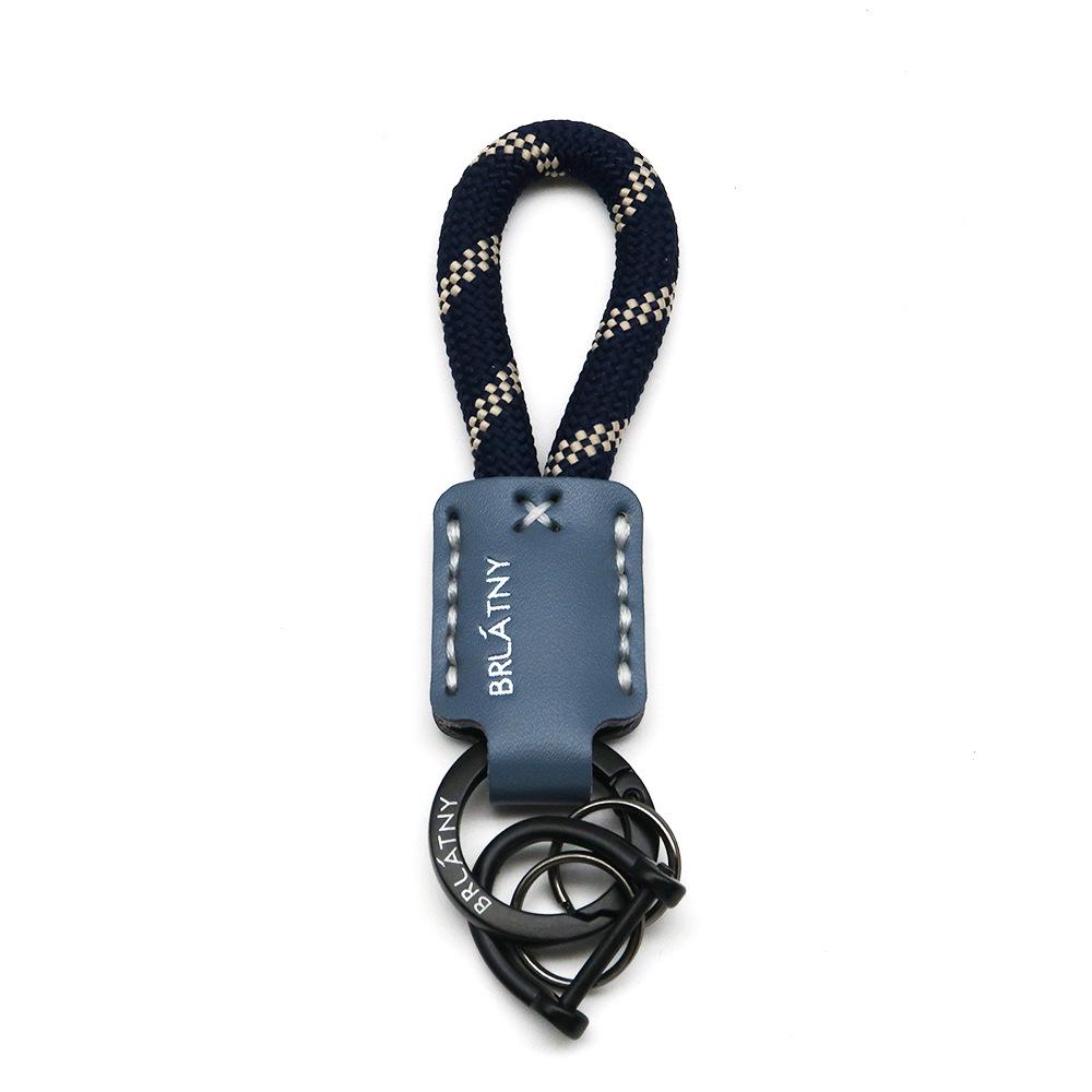 High-end Handmade Leather Woven Keychain with Printed Logo