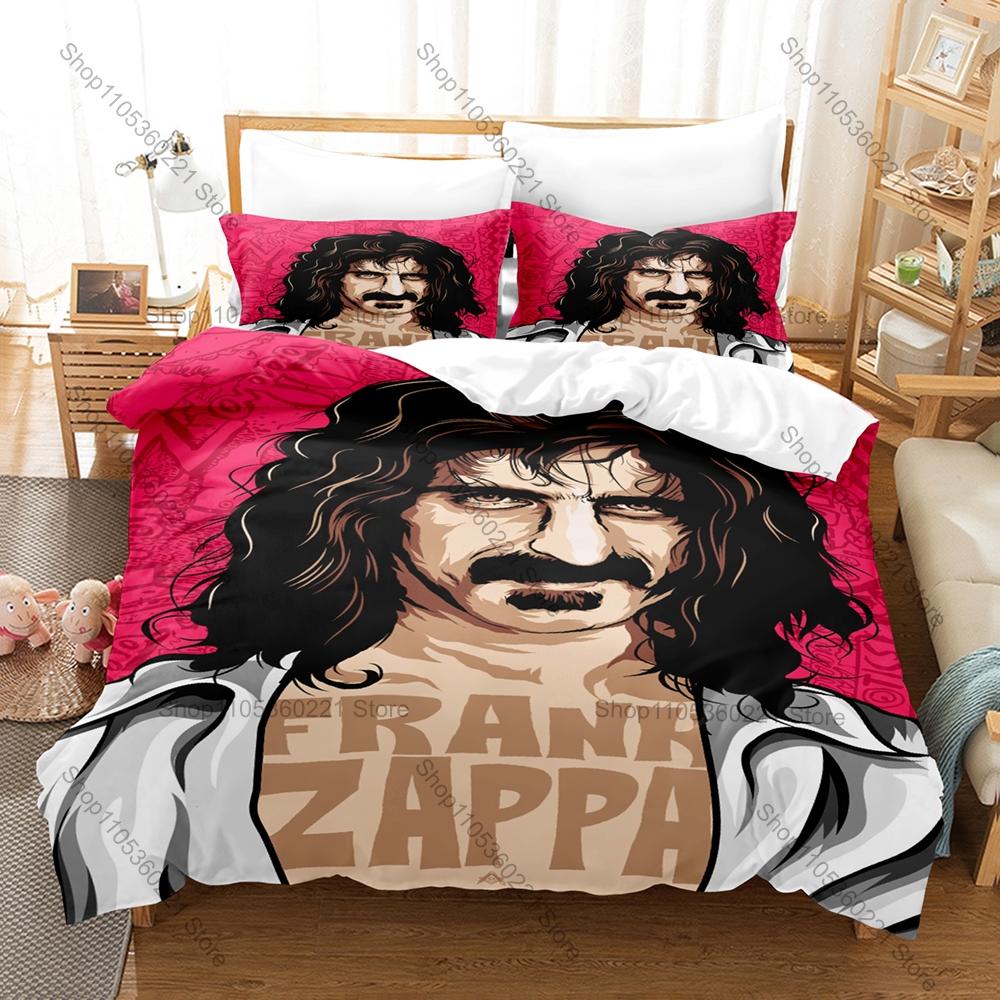 Leggenda del Rock Sperimentale Frank Zappa Stampa Integrale Set Biancheria da Letto 3 Pezzi Copripiumino + 2 Federe Teen Stanza del Dormitorio Decorazione per la Casa