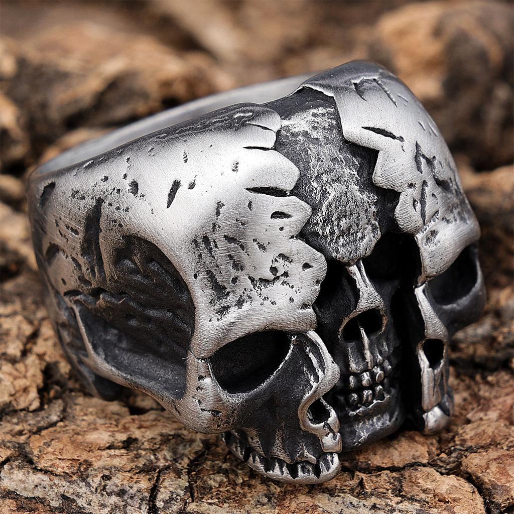 Men'S Pilot Vintage Skull Ring Locomotive Skull Skull Skull Ring