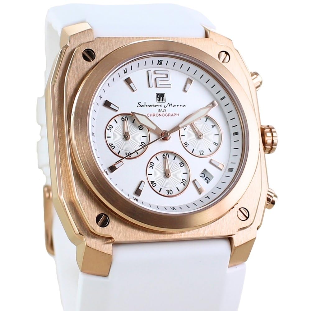 Salvatore Marra Chronograph Gift Set Watch SM24109 Men's Wide Rubber Strap 10 ATM Water Resistant Design