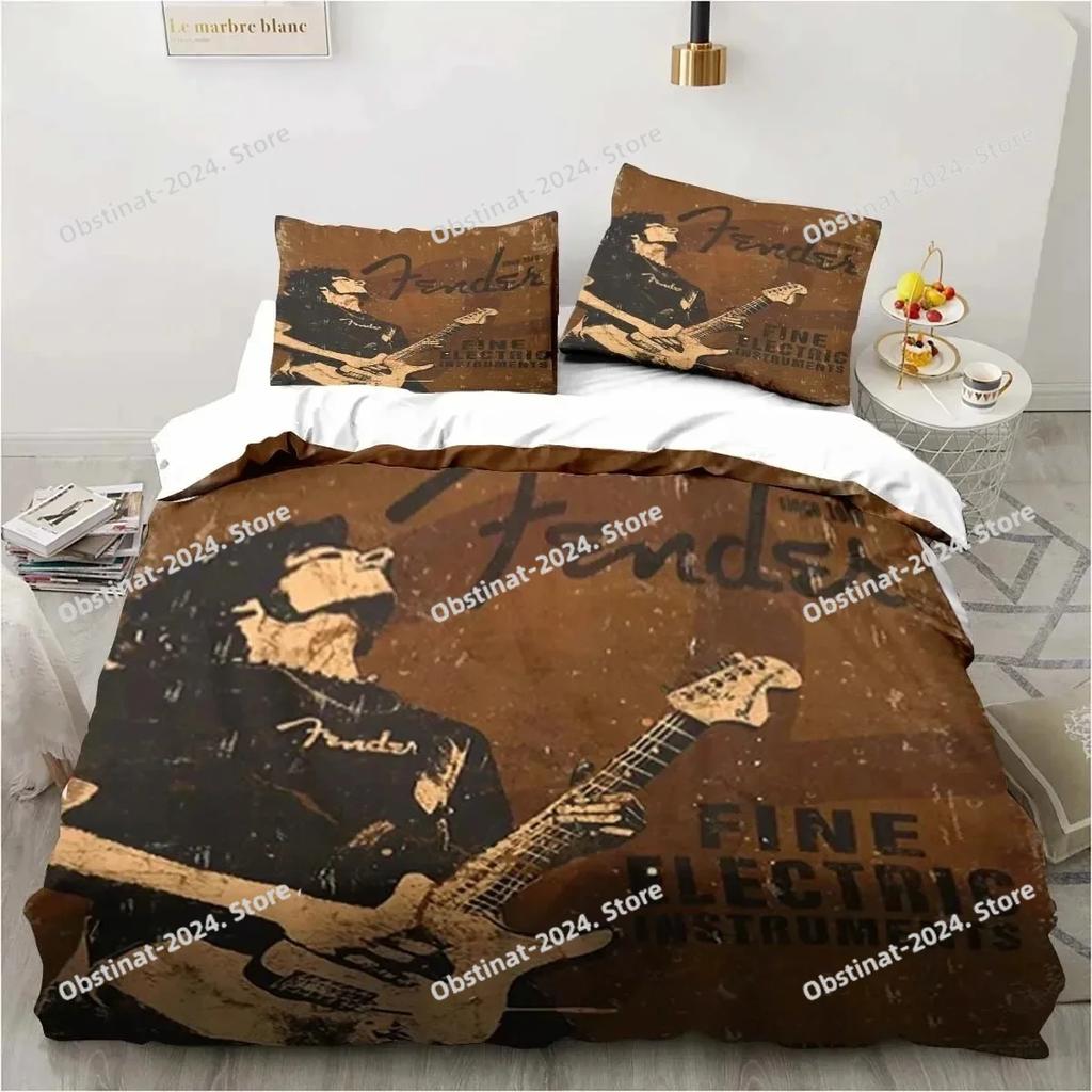 Fender Music Twin Bedding Guitar Set Bedding Set Print With Pillowcase Bed Duvet Cover Soft Single Double Queen Super King Size