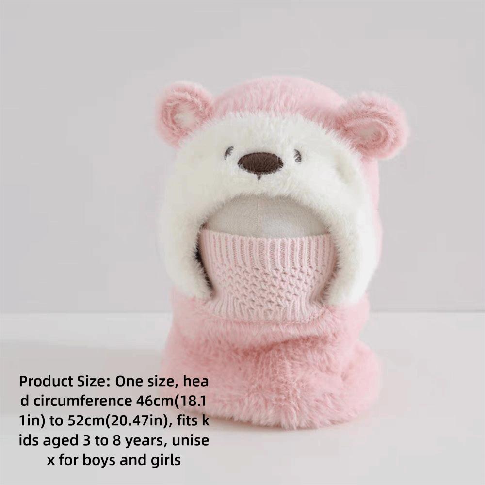 Polyester Integrated Scarf Mask Ear Protection Thick Warm Earflap Hat Outdoor Play
