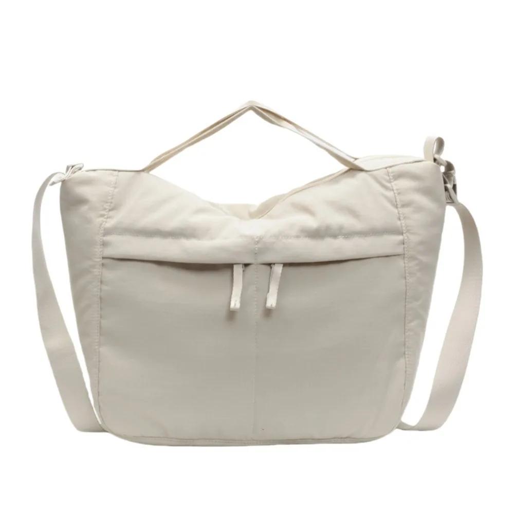 Solid Nylon Totes Bag Versatile Large Capacity Overlarge Drawsting Bag Light Weight Casual Women's Commutting