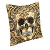 Custom Skull Baroque 3D Jewelry Rococo Gold Bling Floral Square Throw Pillow Cover Decoration Printed Cushion Cover Living Room