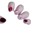 New Year Ruby Cat Eye Press-On Nails: Hand-Painted Plum Blossom, Elegant Skin-Whitening Short Nails
