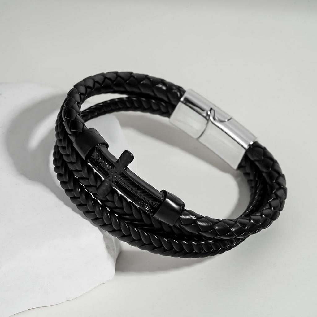 Unisex Multi-layer Leather Bracelet: Hip Hop Punk Style, Light Luxury Wristband for Men and Women