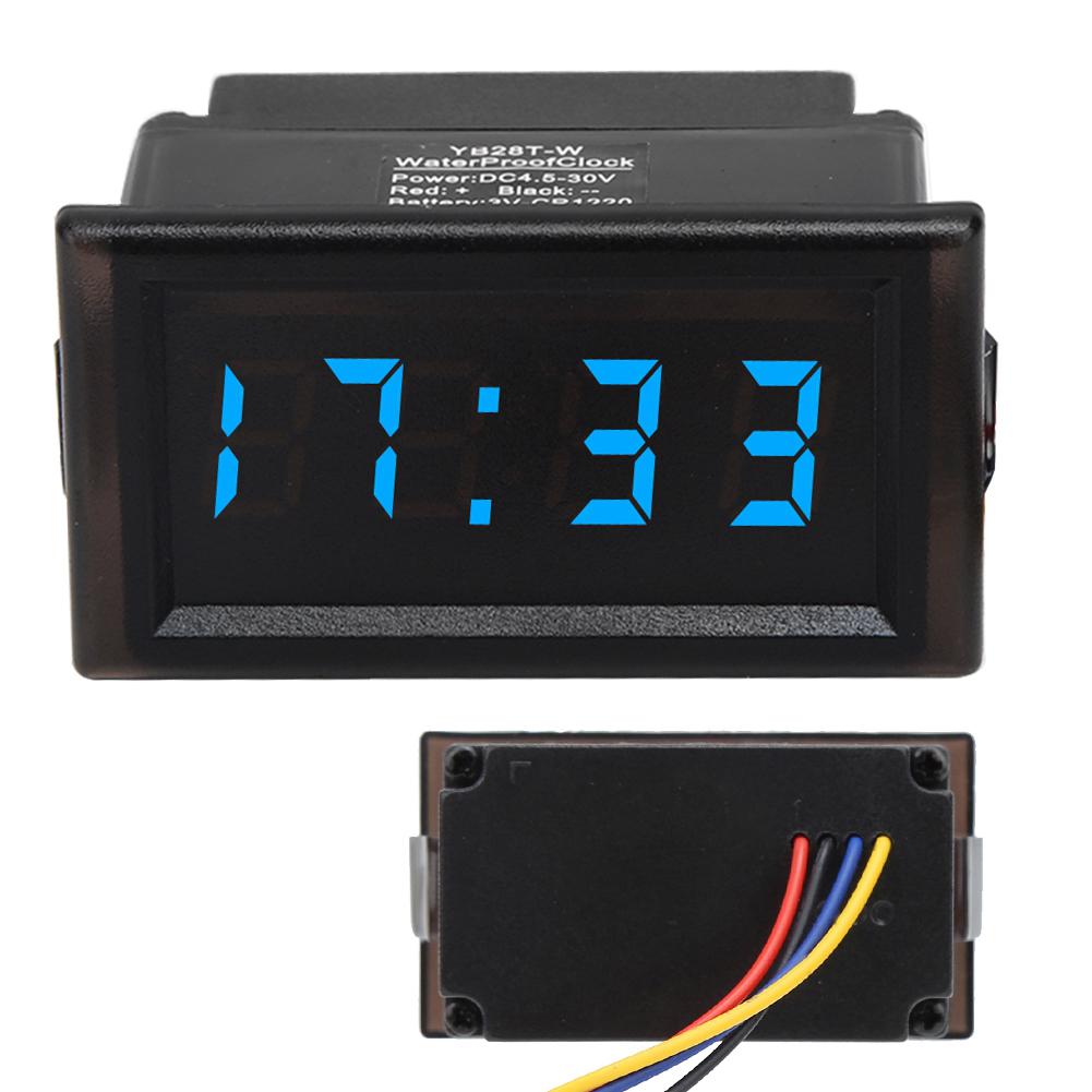 DC4.5-30V Waterproof Dustproof Car Auto Electronic Clock LED Digital Display (Blue)