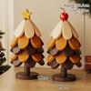 Christmas Tree Trivet Mats Set Heat-Resistant Wood Tripod Pot Holder Stain Resistant Table Protectors for Kitchen Dining