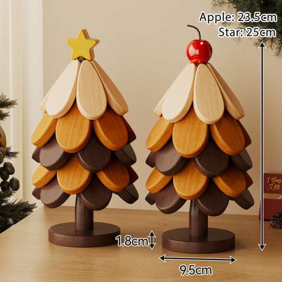 Christmas Tree Trivet Mats Set Heat-Resistant Wood Tripod Pot Holder Stain Resistant Table Protectors for Kitchen Dining