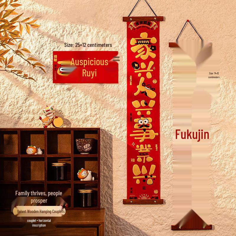 Chinese New Year Decor: Knot Pendants, Couplets, Fu Character Ornaments for Indoor Festivities and Living Room Atmosphere