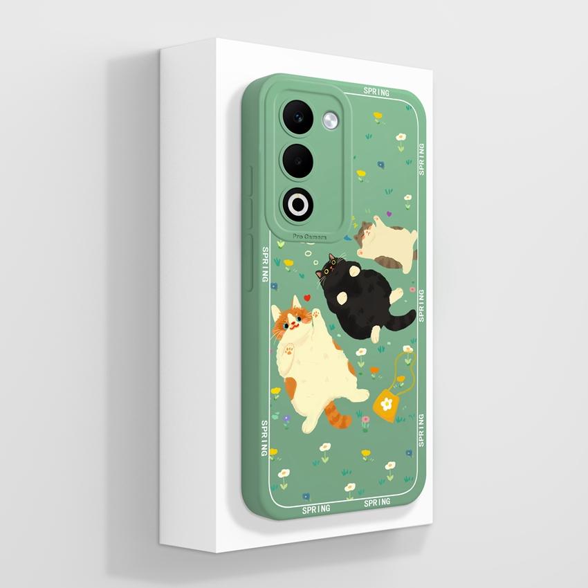 For Oppo A5 A5x A3x Realme C71 C75 Luxury Shockproof Phone Covers Cute Cartoon Cat Pattern Liquid Silicone Anti Slip Protective Shell For Oppo Housing