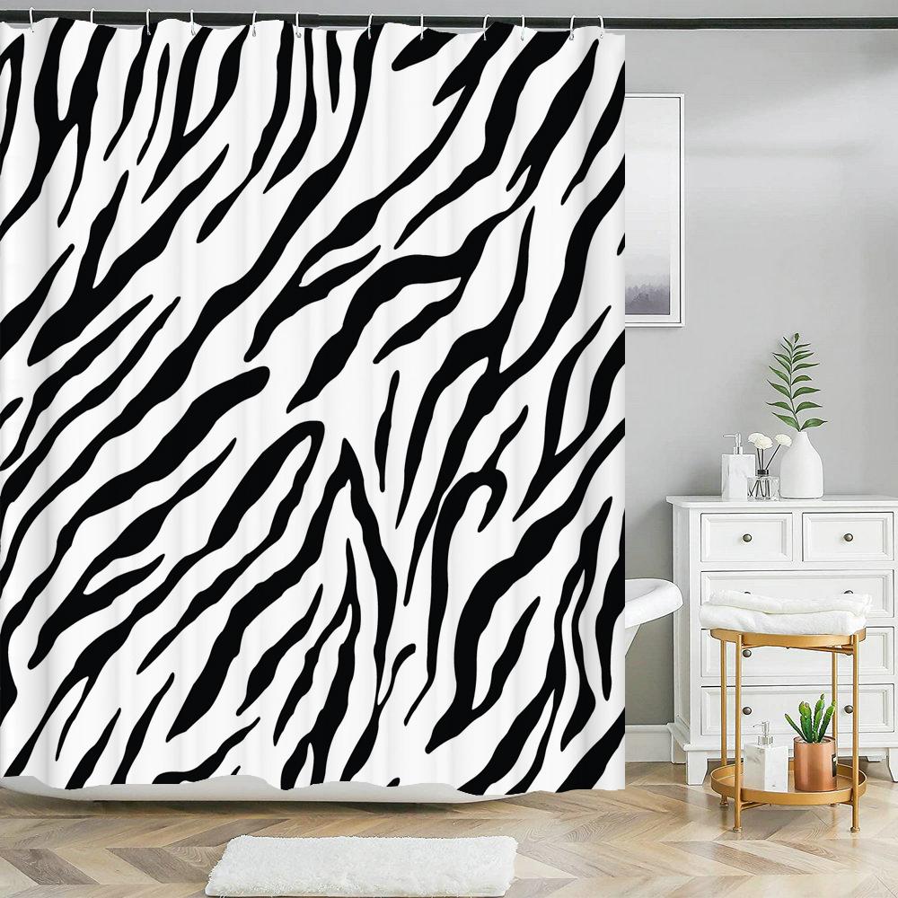 3D Printing Line Art Pattern Waterproof Bathroom Shower Curtains Black And White Home Decoration Wall Screen Bath Curtains