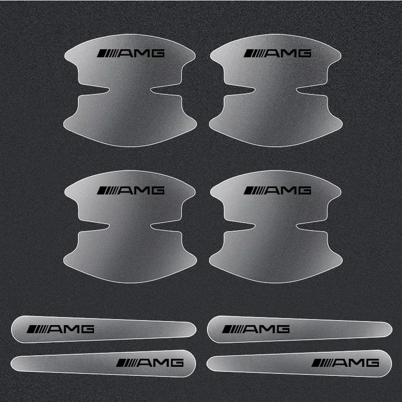 AABIH1 8Pcs Transparent Car Door Handle Bowl Decoration Badge Sticker for Mercedes Benz W211 W204 W210 W203 CLA GLA Auto Accessories