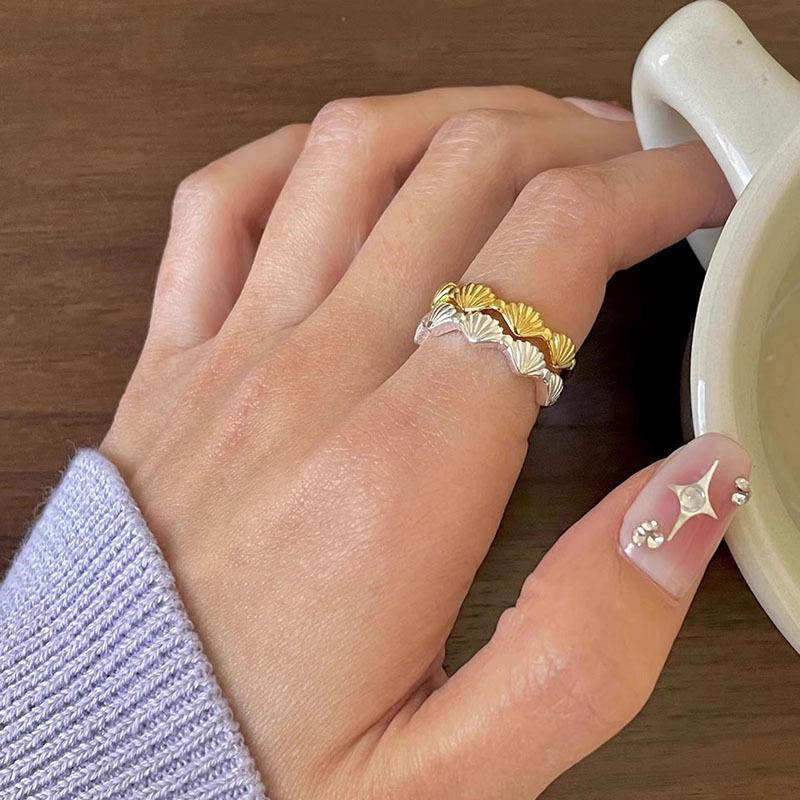 Elegant Adjustable Open Shell Ring: Versatile and Trendy Fashion Accessory for Women
