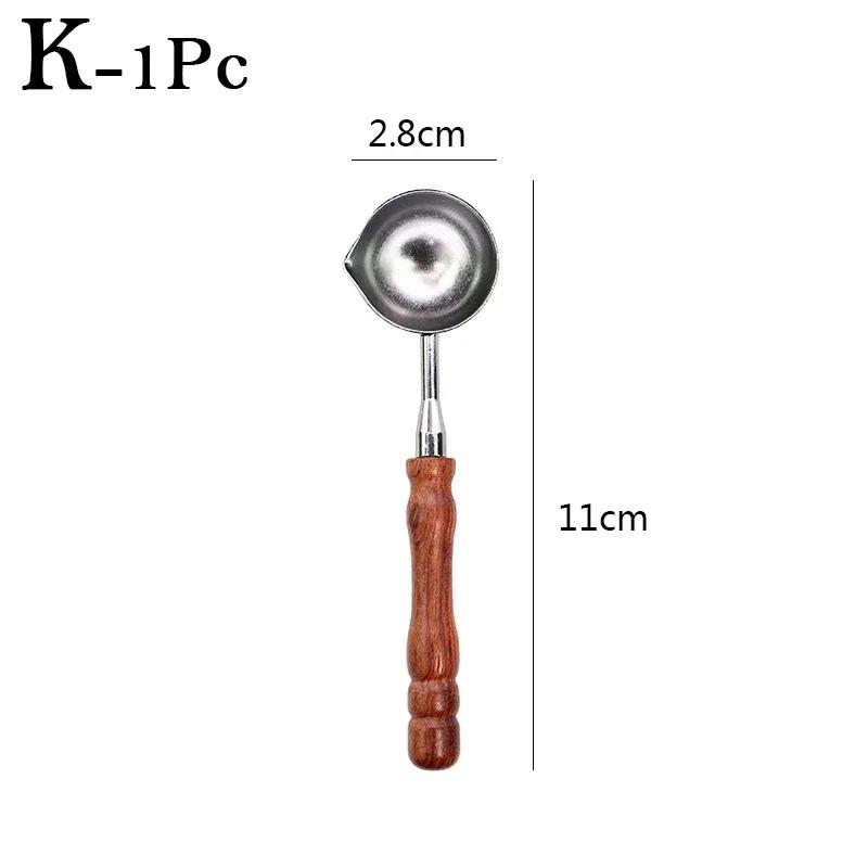 Siegelwachslöffel Hitzebeständiger Holzgriff Retro Wachsstempel-Löffel Feuermalfarbe Schmelzen Brennstempel Briefumschläge Karte Metallwerkzeug