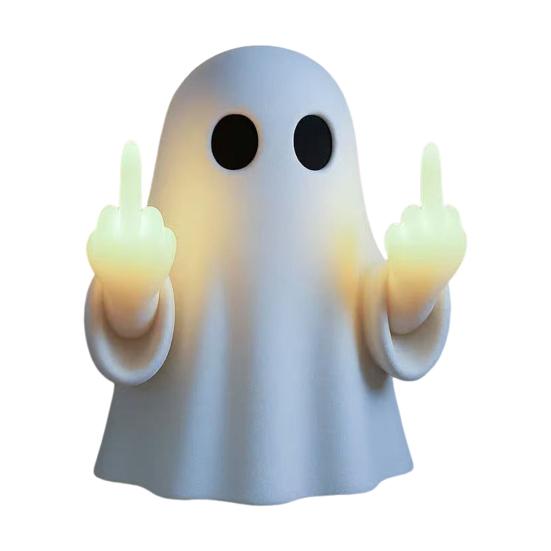 Halloween Finger Ghost Figurine Spooky Resin Light-up Ghost Statue for Halloween Home Tabletop Tray Shelf Decor