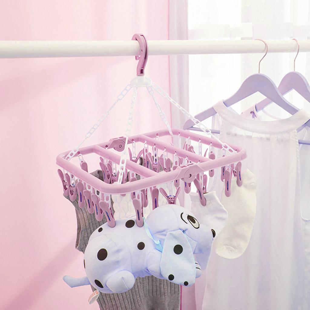 Suszarka do prania składana z 32 klipsami na skarpetki, bieliznę, szaliki