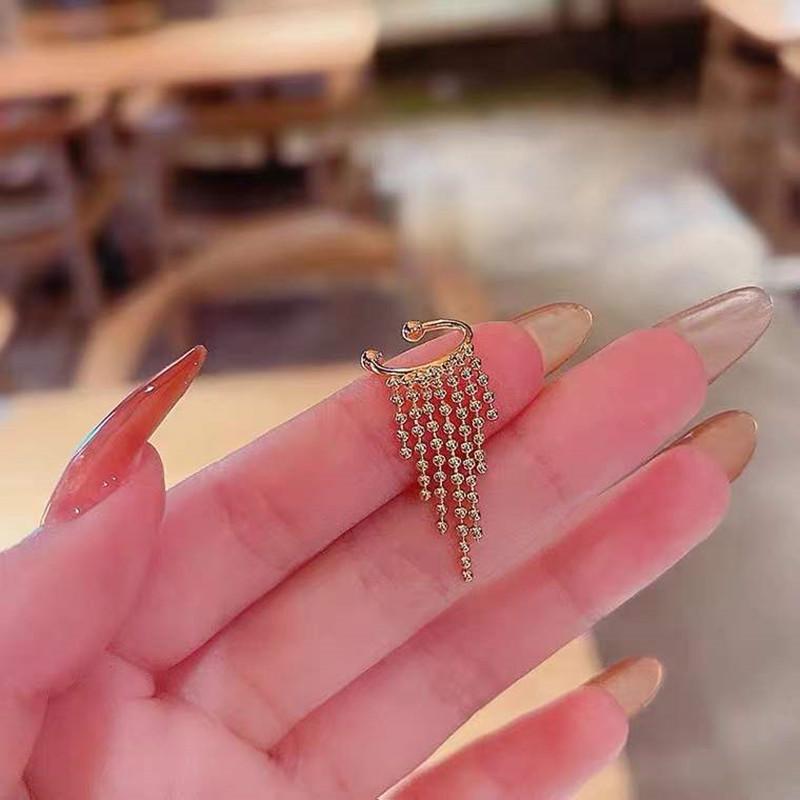Korean Tassel Ear Cuff: Gold Ball Retro Fairy Design for Non-Pierced Ears