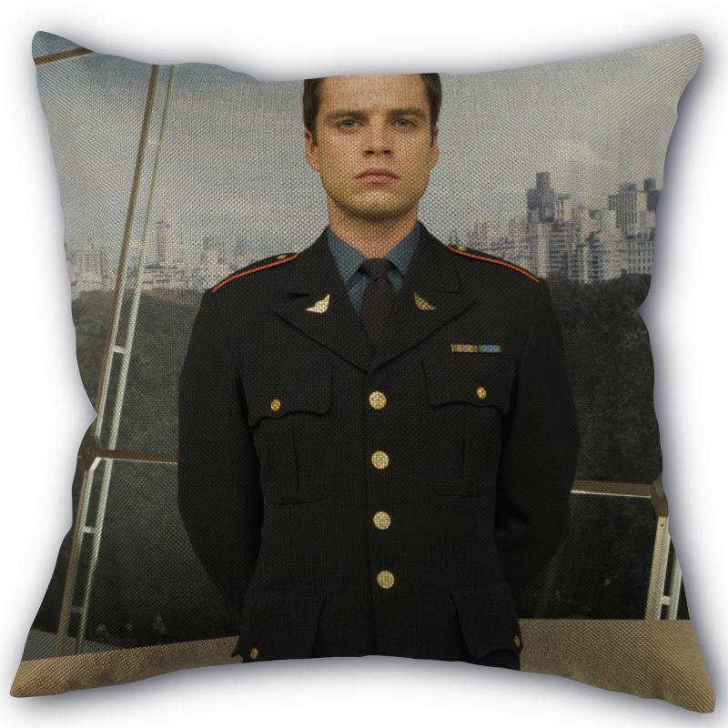 45X45cm Pillow Cover Sebastian Stan Home Decorative Pillowcase Square Zipper Cotton Linen Pillow Cases Bedroom 0331