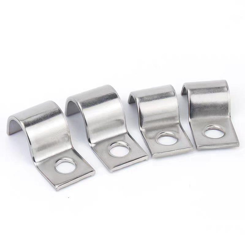 304 Stainless Steel P-Type Single-Sided Pipe Clamp, Double Clip, Half-Side Bracket, Single Hole Saddle Clamp