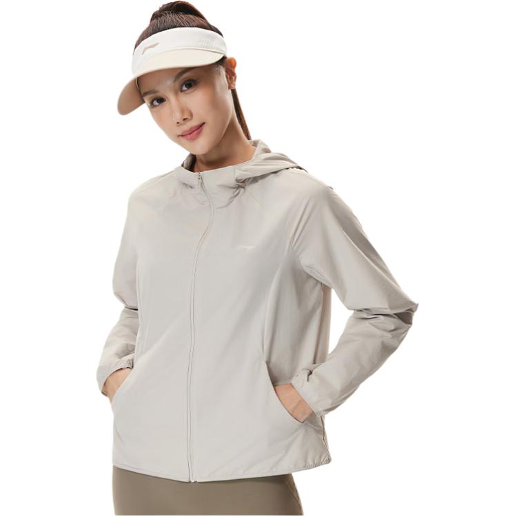 Li-Ning Plain Color Hooded Simple Comfortable Windbreaker Women outerwear AFDW464-2