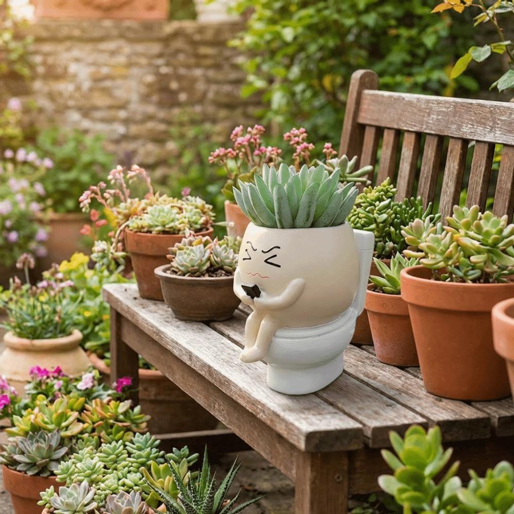 Cartoon Flower Planter Resin Plant Cultivation Pot Table Decor Plant Growing Container Office