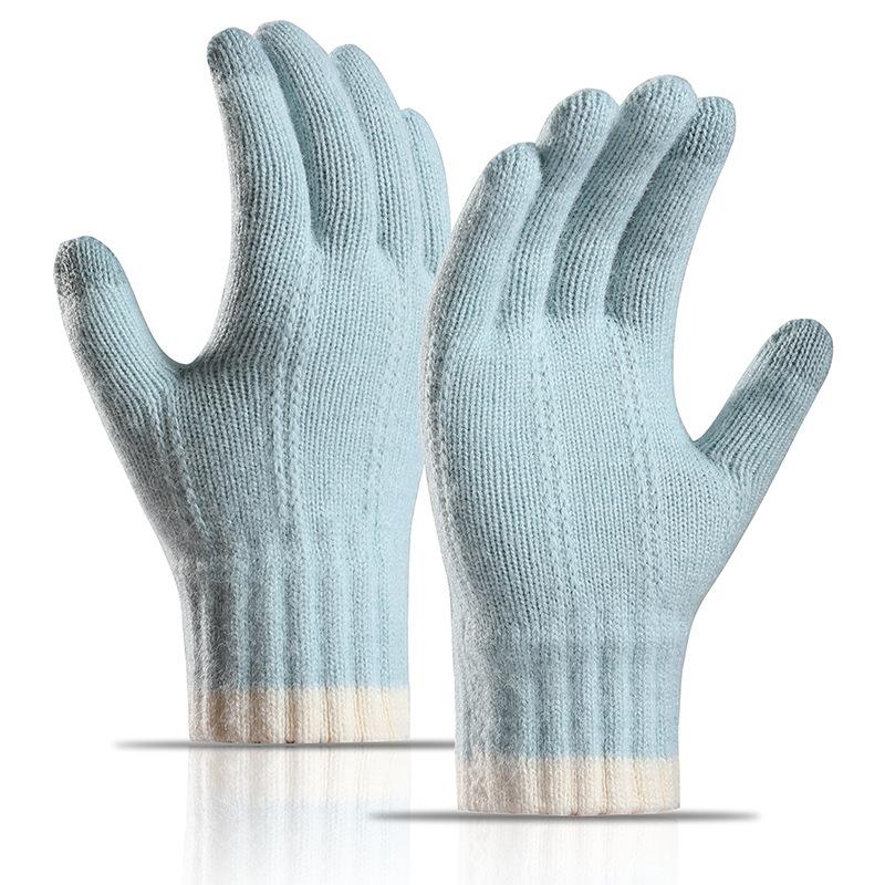 Gants Chauds pour Femmes Hiver Coréen Couple Tricot Laine Épais Écran Tactile Anti Froid Cyclisme Gants Doigts Entiers
