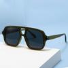  New Ins Popular Fashion Double Bridges Square Men Sunglasses Vintage Punk Yellow Shades UV400 Men Trending Sun Glasses