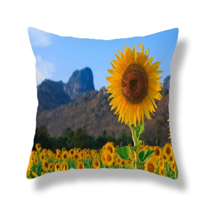Beautiful Sunflower Field Print Pillowcase Car Ornaments Office Living Room Home Pillowcase