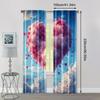 2pc,  Curtain Romantic Heart-shaped Clouds Blackout  Polyester Summer Party Decorations Applies To Holiday Decorations