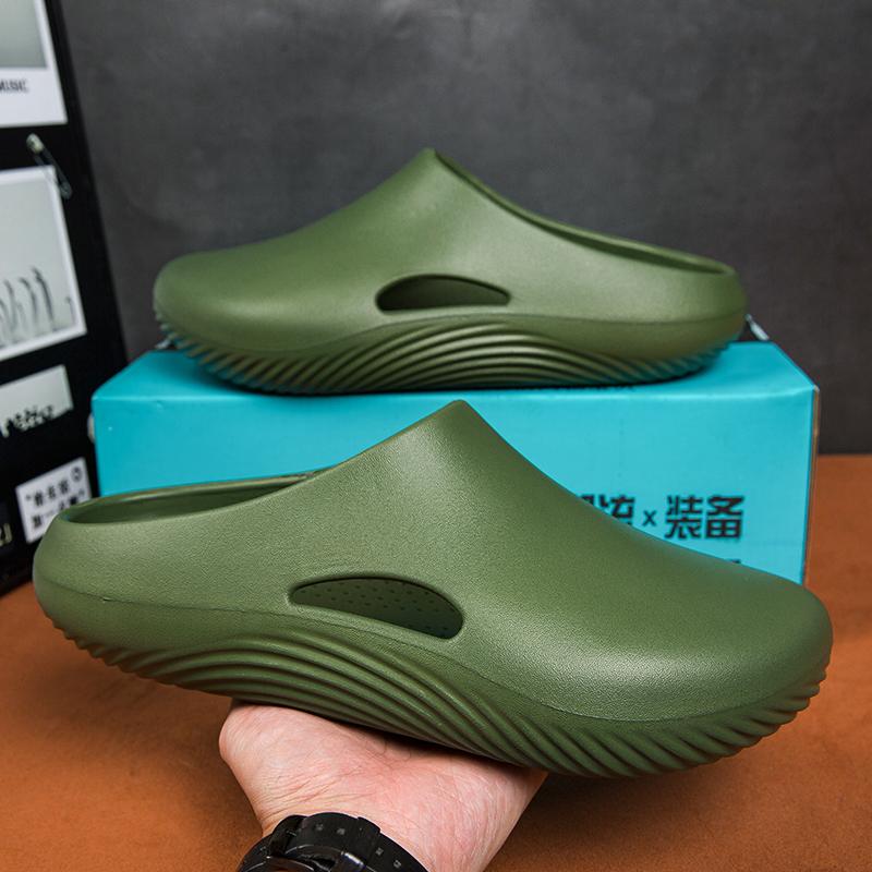 

Мужские нескользящие сабо Slip On, дышащие, повседневные домашние тапочки, легкие летние пляжные сандалии для мужчин, обувь для поваров 40 армия зеленый