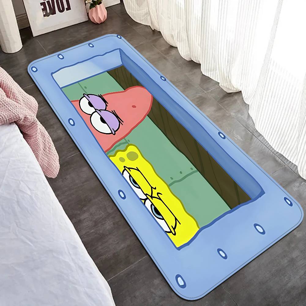 Cartoon S-Sponge-B-Bob Bathroom Mat Anti-slip Absorb Water Long Strip Cushion Bedroon Mat Welcome Doormat 40cm x 60cm