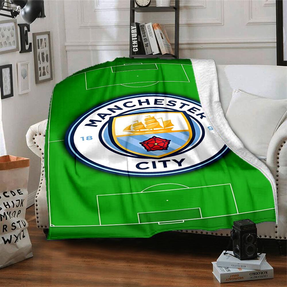 Manchester City Wappen Decken Flanell Bedruckt Atmungsaktiv Warm Überwurfdecke für Zuhause Büro Bettwäsche 0708a9