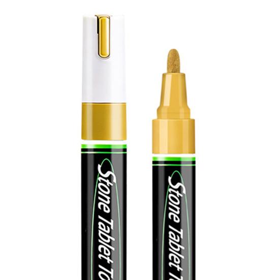Tombstone Marker Pen with 3mm Tip Waterproof Fade-Resistant Marker for Tombstone Granite Marble Repair Quick-Dry Stone Carving Marker for Outdoor