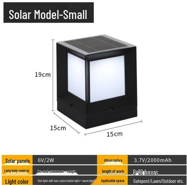 European-Style Solar Waterproof Outdoor Square Light for Courtyards, Villas, Parks, Fences, and Gates 