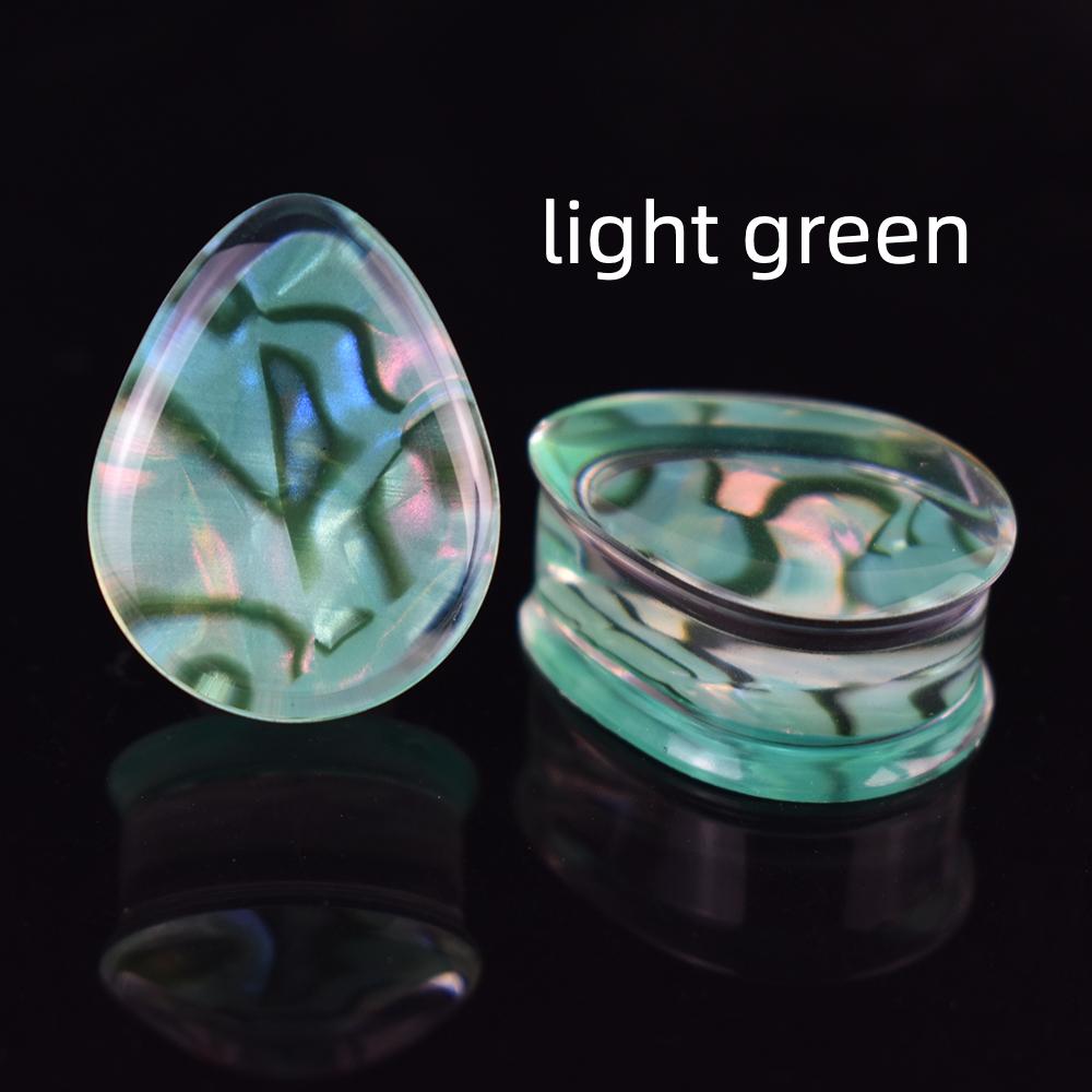 

2 шт. 8-50 мм разноцветные каплевидные ушные пробки туннели калибры растягиватели ушей двойные расклешенные пробки украшения для тела для женщин мужчин 8mm светло-зеленый