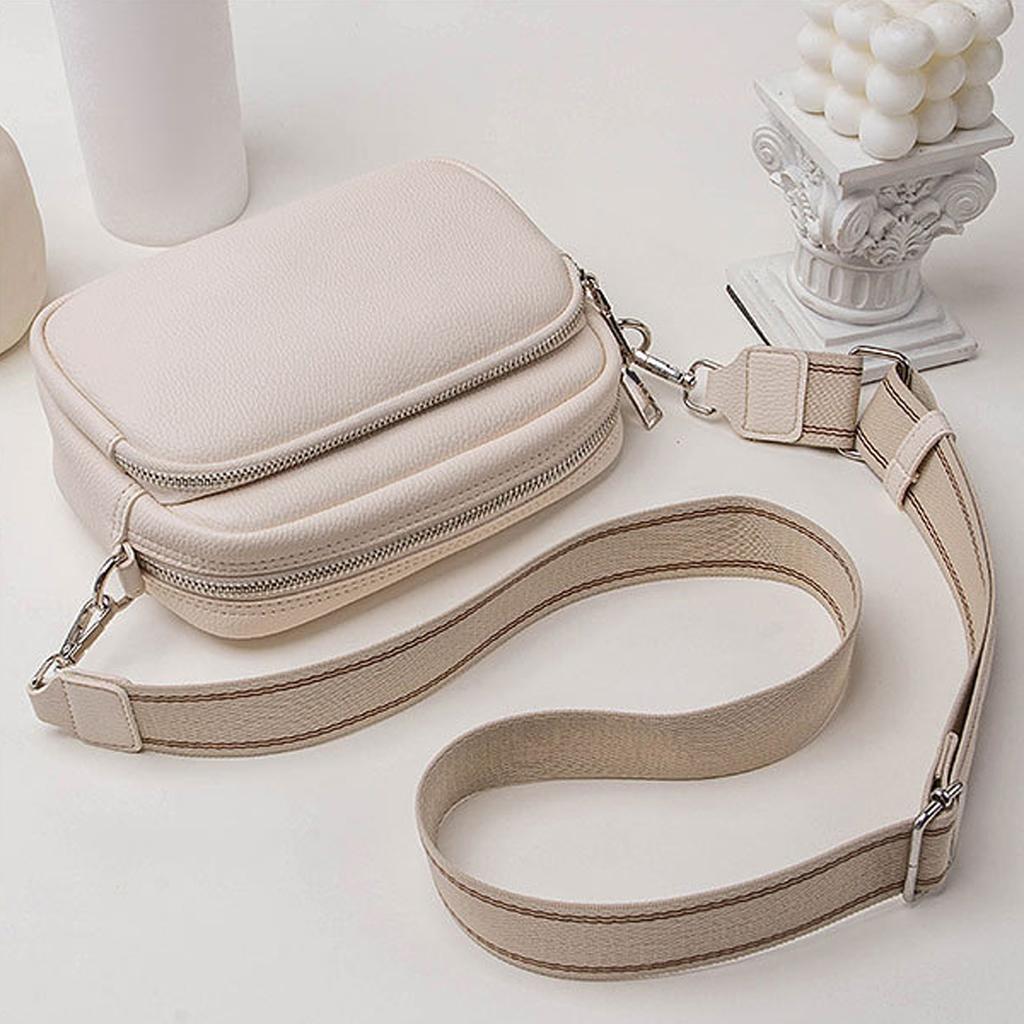 Neue kleine quadratische Tasche mit Litschi-Muster, bequemer Webriemen-Stil, breiter Schulterriemen, kleine Tasche, Umhängetasche für Damen