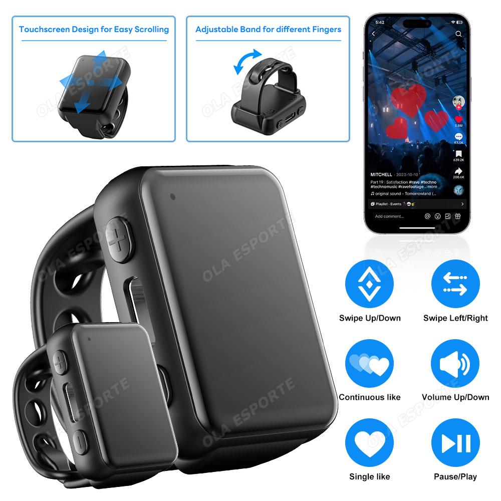 Nový Chytrý Prstencový Dálkový Ovladač Bezdrátový Bluetooth Mobilní Selfie Myš Selfie Video Automatický Otočník Stránek Prohlížení