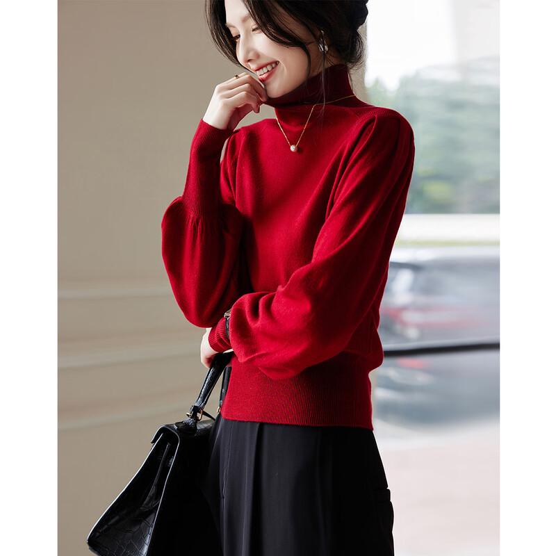 Demana Women's Merino Wool High-Neck Long Sleeve Sweater